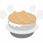 羽釜で炊いているご飯のイラスト