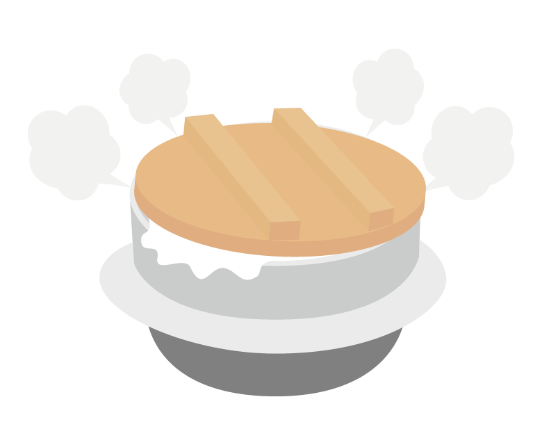 羽釜で炊いているご飯のイラスト