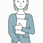 書類を持って笑顔の女性会社員のイラスト