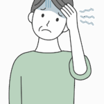 片頭痛で体調不良の年配男性のイラスト