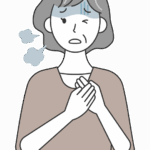 動悸の年配女性のイラスト
