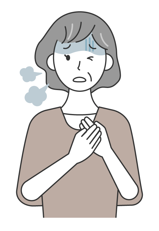動悸の年配女性のイラスト