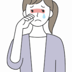 花粉症で目をこする女性のイラスト