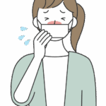 風邪や花粉症で咳をする女性のイラスト