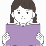 本を読んでいる子ども（女の子）のイラスト