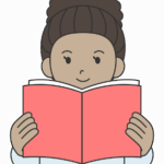 本を読んでいる外国の子ども（女の子）のイラスト