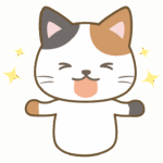 ハッピーな三毛猫のイラスト