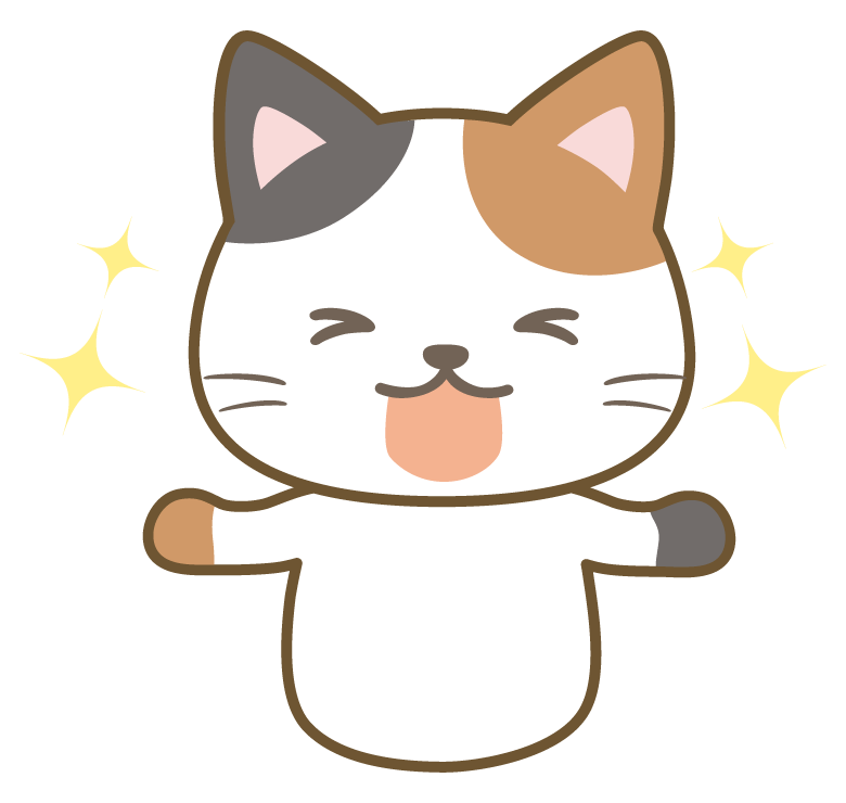 ハッピーな三毛猫のイラスト