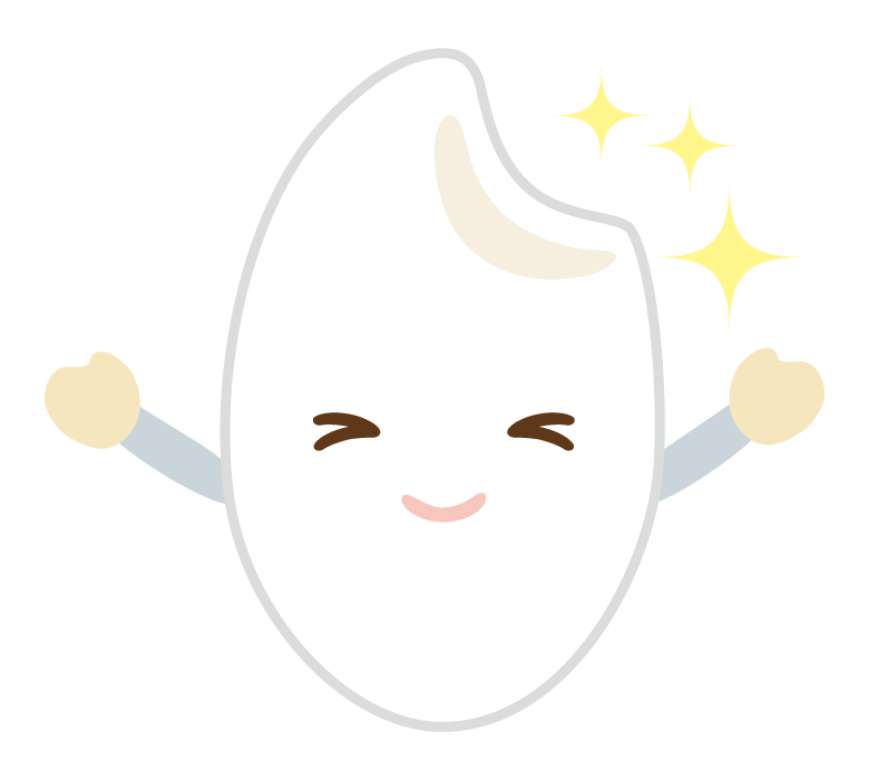 喜んでいるお米のキャラクターのイラスト