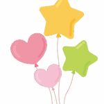 ハートと星の風船のイラスト