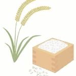 稲穂と升に入ったお米のイラスト