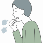 咳をしている男性（横向き）のイラスト