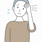 片頭痛で体調不良の男性のイラスト