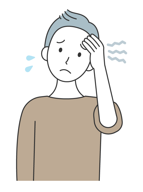 片頭痛で体調不良の男性のイラスト