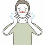 風邪や花粉症で咳をする男性のイラスト