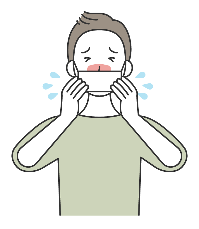 風邪や花粉症で咳をする男性のイラスト