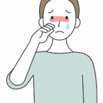 花粉症で目をこする男性のイラスト