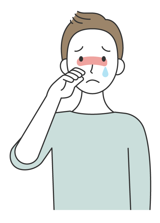 花粉症で目をこする男性のイラスト