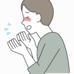 花粉症でつらい表情の男性のイラスト