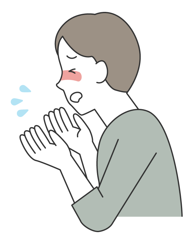 花粉症でつらい表情の男性のイラスト