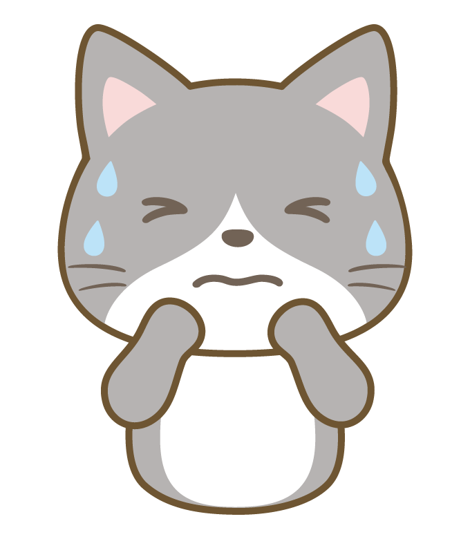 我慢している猫のイラスト