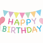ガーランドと「Happy Birthday」の文字のイラスト