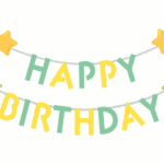 かわいい星と「Happy Birthday」の文字のイラスト