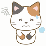 疲労困憊の三毛猫のイラスト