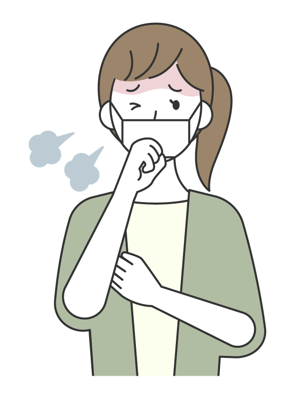マスクをして咳をする女性のイラスト