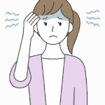 頭痛で苦しむ女性のイラスト