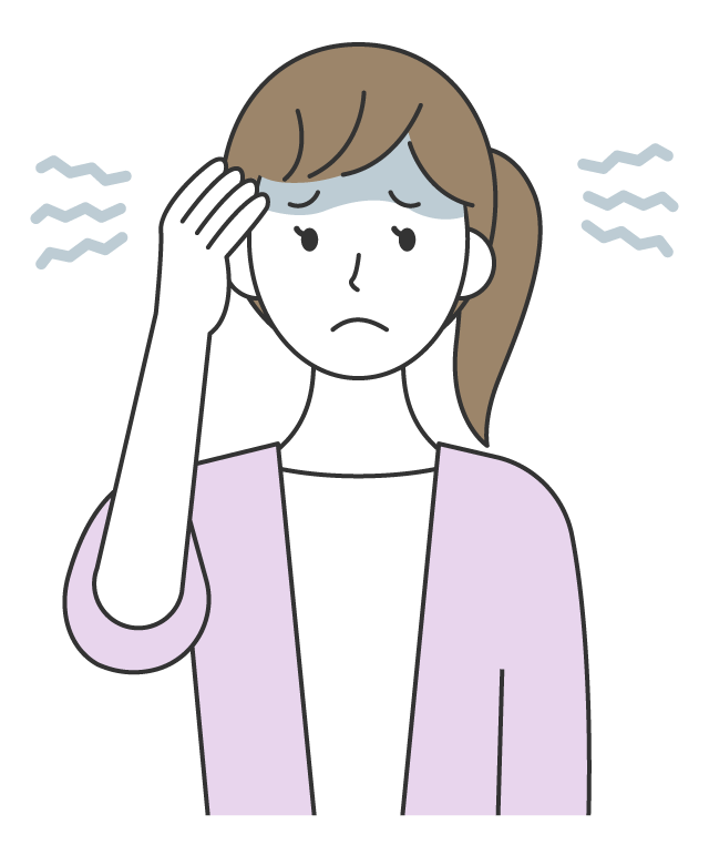 頭痛で苦しむ女性のイラスト