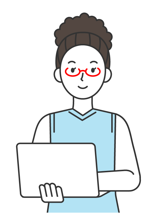 ノートPCと女性のイラスト