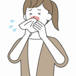 くしゃみをしている女性のイラスト