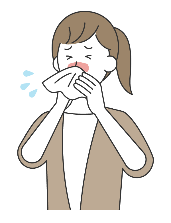 くしゃみをしている女性のイラスト