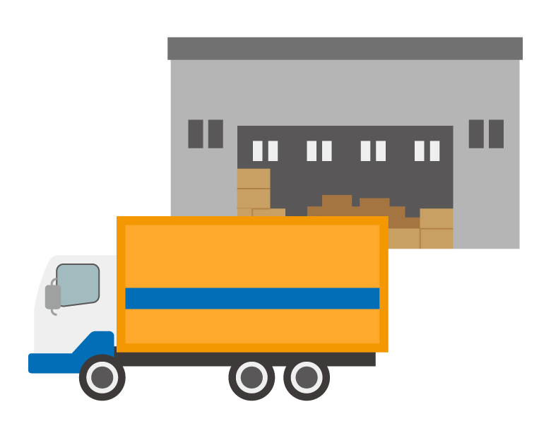 倉庫とトラックのイラスト