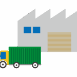 工場とトラックのイラスト