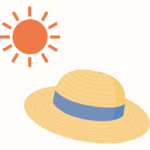 太陽と麦わら帽子のイラスト