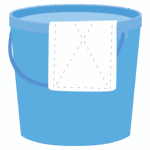 青いバケツと雑巾のイラスト