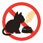 猫への餌付け／エサやり禁止のイラスト