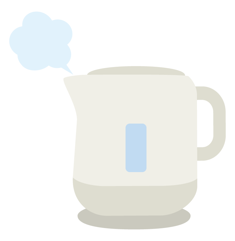 沸いている電気ケトルのイラスト