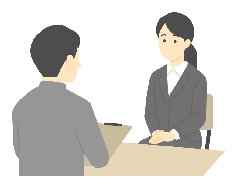 面接をする女性のイラスト