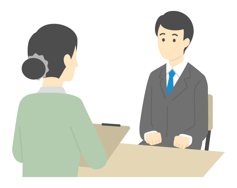 面接をする男性のイラスト