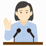 演説をする女性の政治家のイラスト