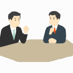 会議でやる気をみせる会社員のイラスト