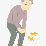 膝痛に苦しむおじいさんのイラスト