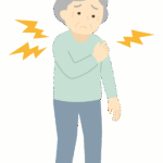 肩の痛みや肩こりのおばあさんのイラスト