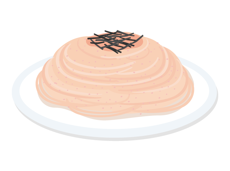 たらこのクリームパスタのイラスト