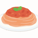 トマトソースパスタのイラスト