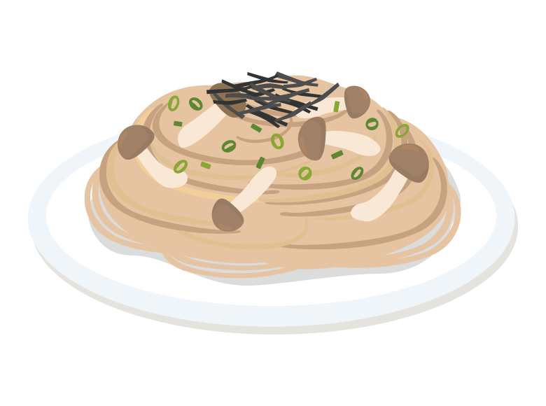 和風きのこパスタのイラスト
