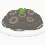 イカ墨パスタのイラスト